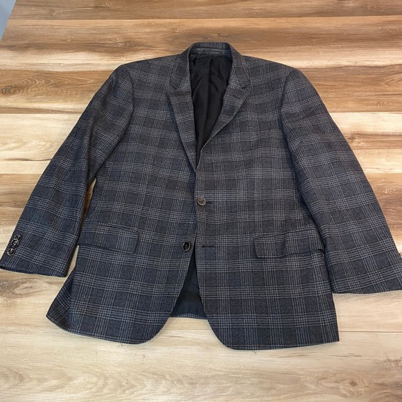 Hugo Boss Sport Coat Mens 40S Grey Glen Check Plaid Two Button Blazer